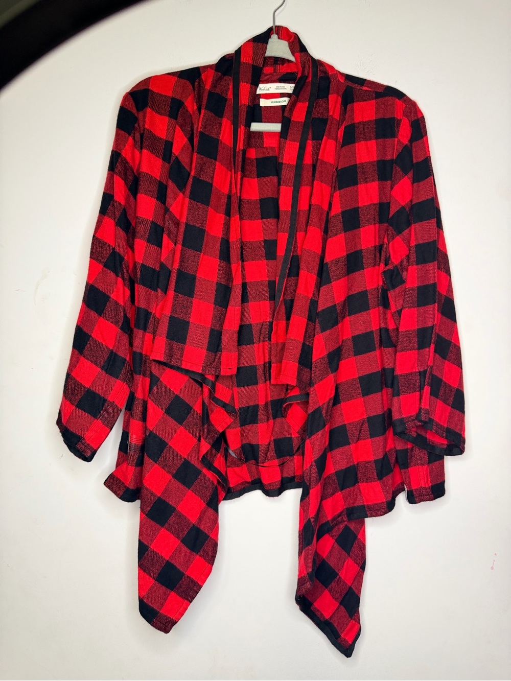 Womens Woolrich XL/XXL Buffalo Plaid Open Front Wide Sleeve Cardigan